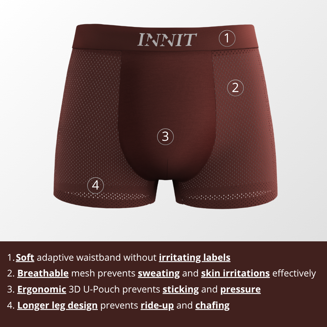 INNIT Bamboo Boxers 5-Pack Burgundy Red | + 5 FREE