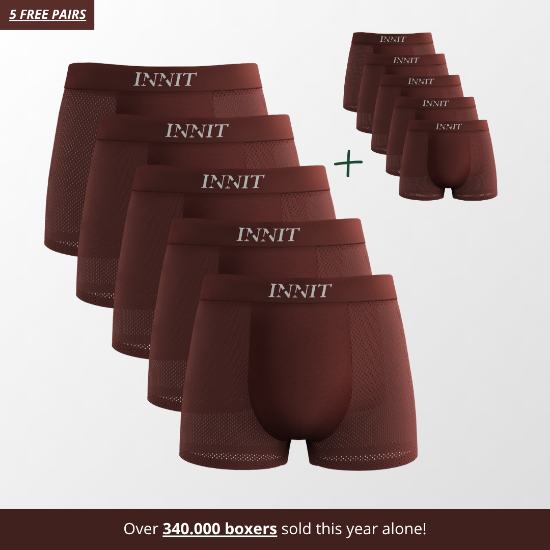 INNIT Bamboo Boxers 5-Pack Burgundy Red | + 5 FREE