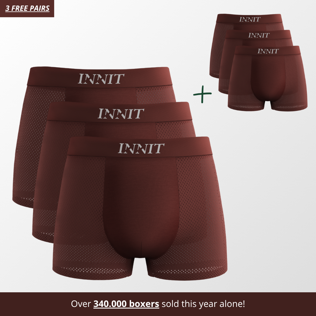 INNIT Bamboo Boxers 3-Pack Burgundy Red | + 3 FREE
